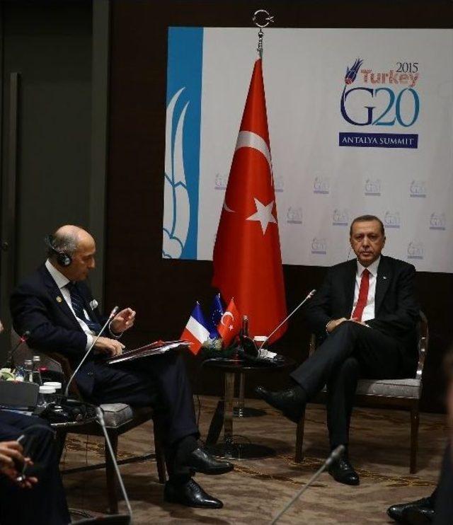 Cumhurbaşkanı Erdoğan Fransa Dışişleri Bakanı Fabius İle Görüştü