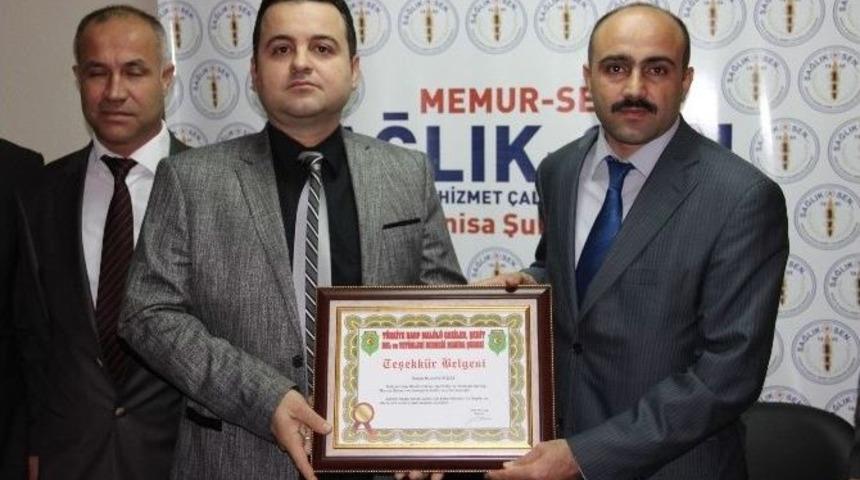 Gazi Derneğinden Sağlık Sen&rsquo;e Teşekk&uuml;r Belgesi