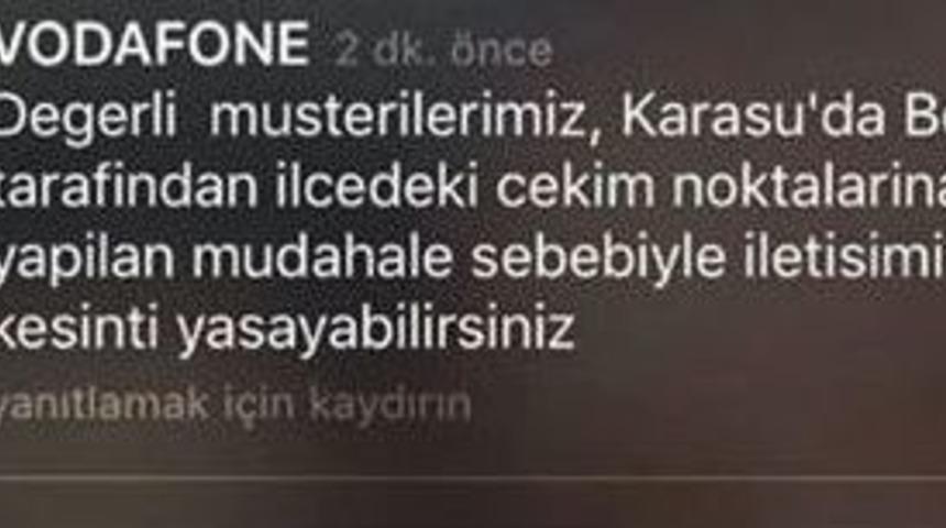 Karasu’da Vadafone Çekim Noktaları Devre Dışı Bırakıldı