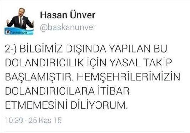 Nevşehir Belediye Başkanı Ünver Dolandırıcılara Karşı Vatandaşları Sosyal Medya Hesabından Uyardı