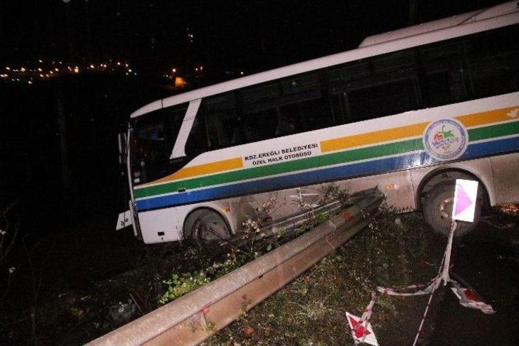 Halk Otobüsünü Uçuruma Düşmekten Bariyerler Kurtardı