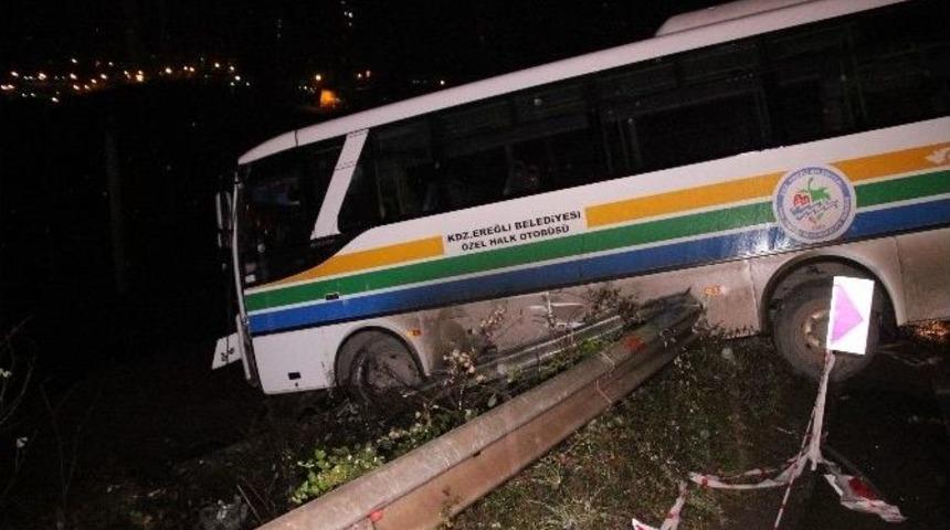 Halk Otobüsünü Uçuruma Düşmekten Bariyerler Kurtardı