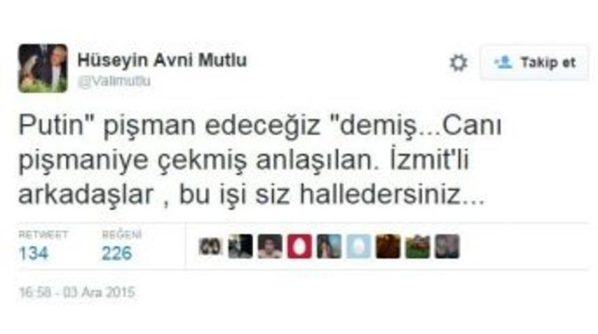 Vali Mutlu&rsquo;dan Putin&rsquo;e Pişmaniyeli Yanıt