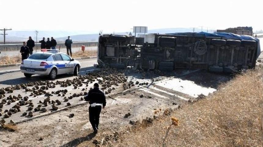 Tır Devrildi, Şeker Pancarları Yola Sa&ccedil;ıldı