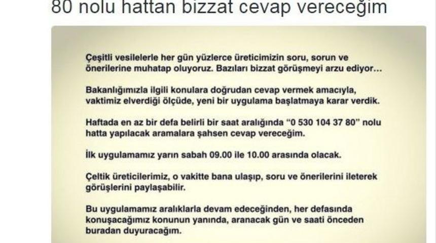 Bakanın Telefonu Yoğunluktan Meşgul Olunca, &Ccedil;ift&ccedil;iler Dertlerini Sesli Mesajla Anlattı