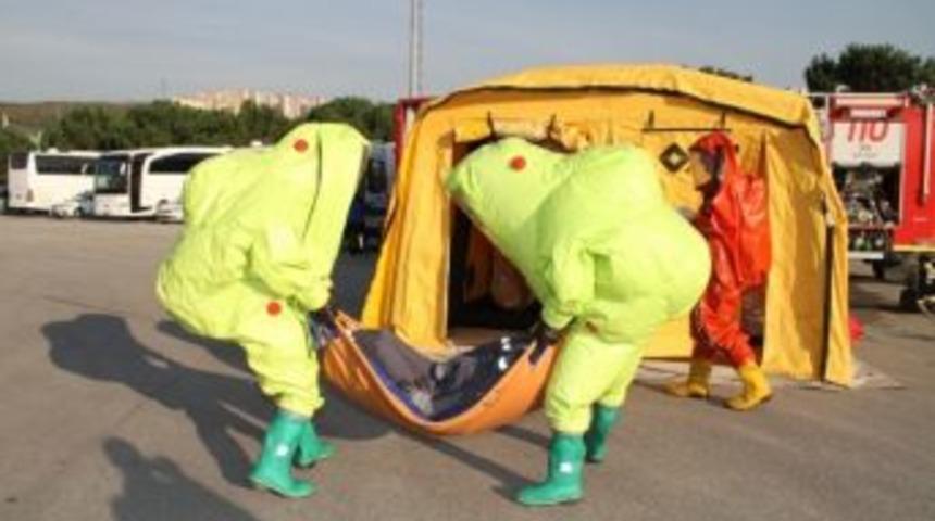 Otob&uuml;s Terminalinde Kimyasal Madde Tatbikatı D&uuml;zenledi