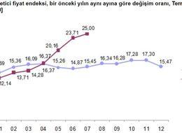 Üretici fiyatları Temmuz’da yüzde 1.77 arttı, yıllık üretici enflasyonu yüzde 25