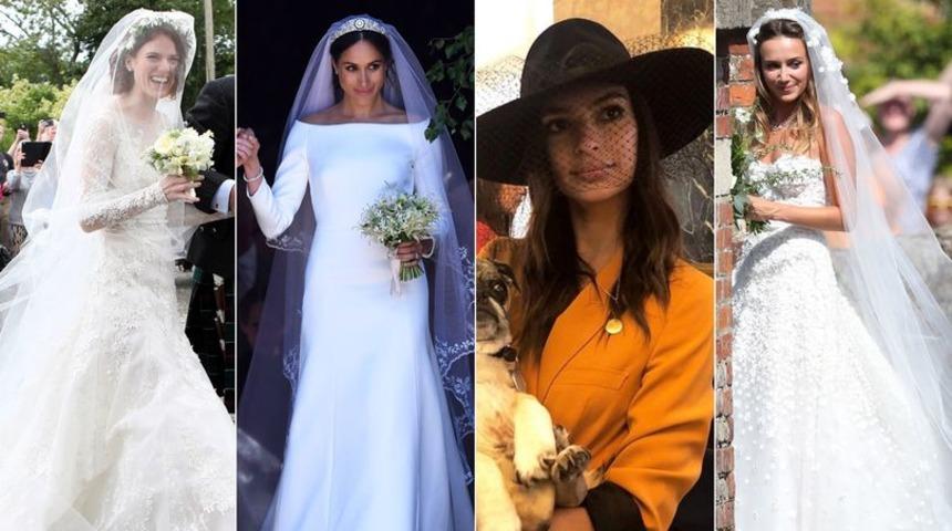 &Uuml;nl&uuml; oyunculardan, kraliyet ailesine... 2018'in en &uuml;nl&uuml; gelinlikleri