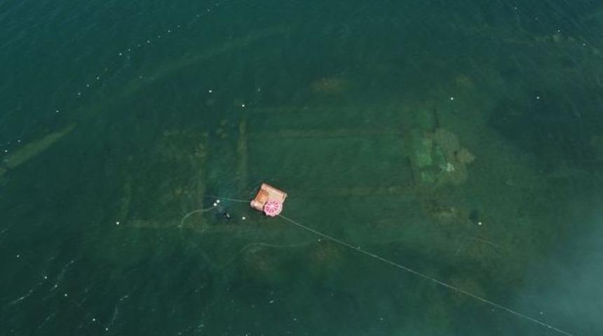 İznik Gölü altındaki bulunan tarihi Apollon Tapınağı böyle görüntülendi