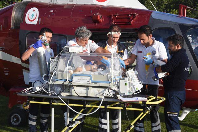 4 günlük bebek, ambulans helikopterle sevk edildi