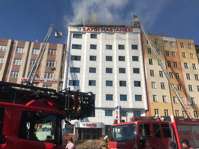 /ek bilgilerle / Sultanbeyli'de hastane çatısında yangın 