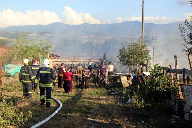 Bolu'da baraka ve tarım arazisi yangını