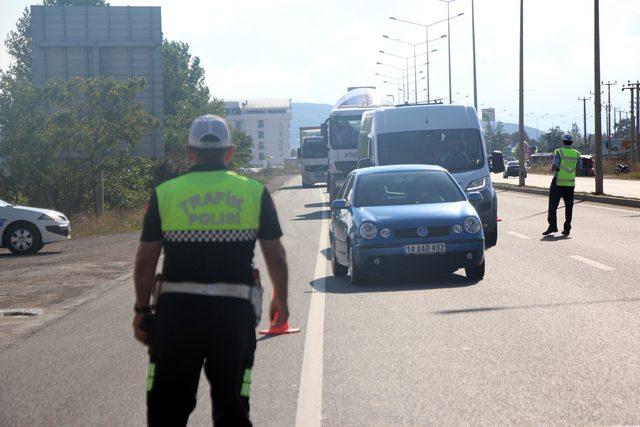 Bolu'da drone'lu trafik denetimi