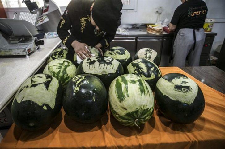 Dünyaca ünlü simaları karpuza işledi  G1