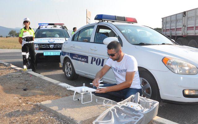 Uşak'ta trafiğe drone ile denetleme