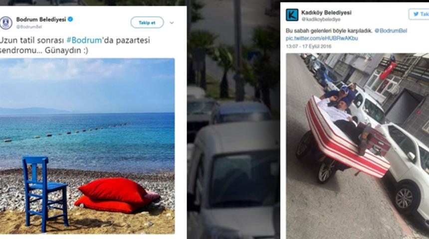 Bodrum Belediyesi'nden 'pazartesi sendromu' paylaşımı! Kadık&ouml;y Belediyesi'nden yanıt