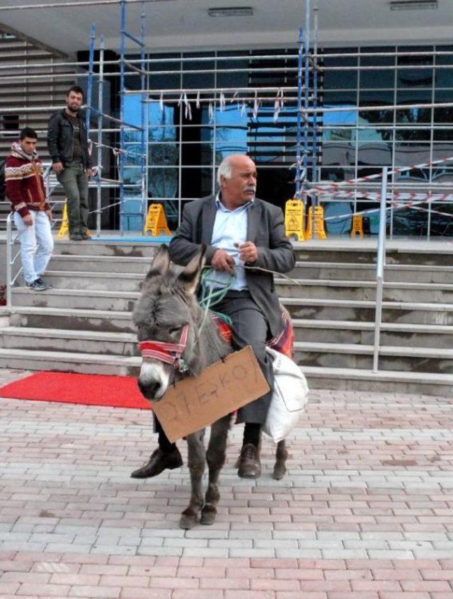 Belediye Önünde Eşekli Eylem