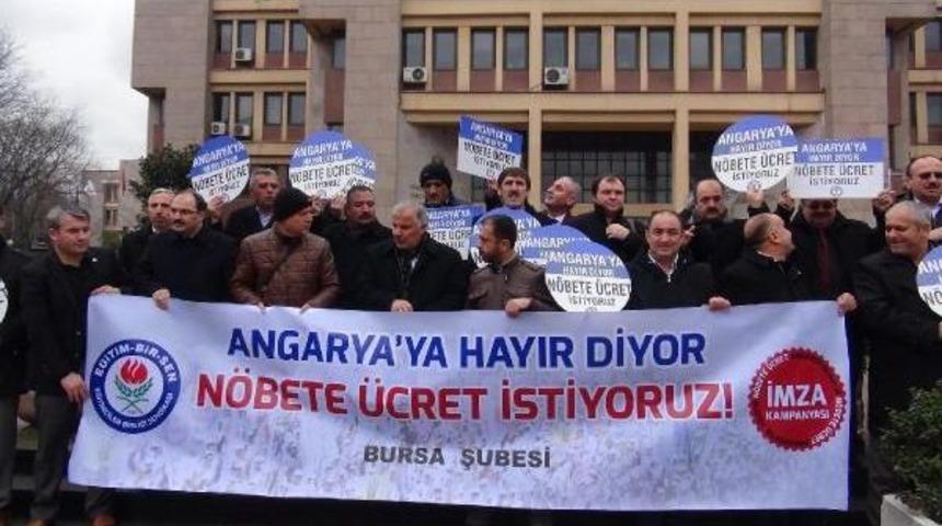 Bursa&rsquo;Da &Ouml;ğretmenlerden N&ouml;bet &Uuml;creti Eylemi