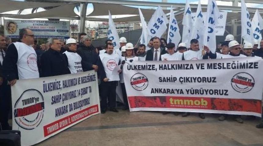 Aydın'da Tmmob &Uuml;yelerinden Torba Yasa Protestosu