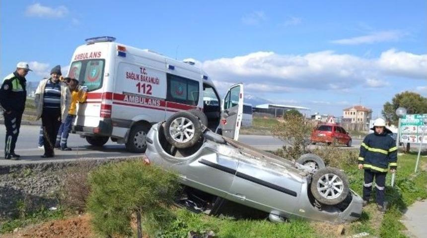 Ameliyata Yetişmek İsterken Otomobiliyle Takla Attı