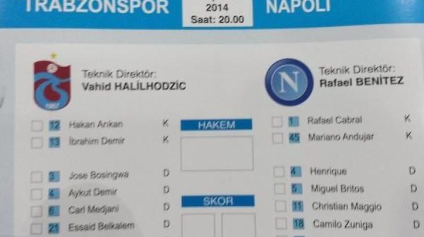 Trabzonspor &ndash; Napoli  Notları