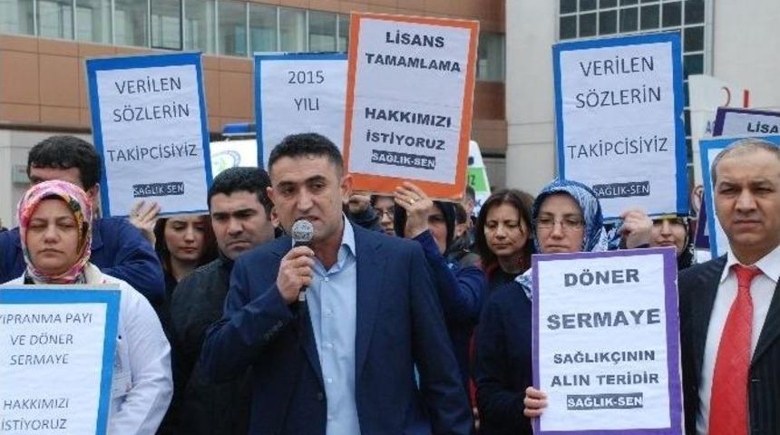 Tokat&rsquo;ta Sağlık&ccedil;ılardan Yıpranma Payı Ve Ek &Ouml;deme Eylemi