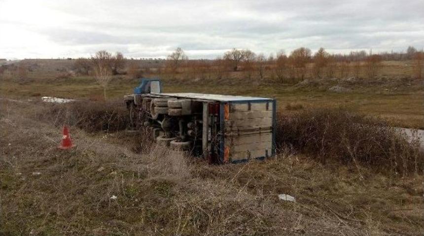 Beyşehir&rsquo;de Kamyon Şarampole Devrildi: 2 Yaralı