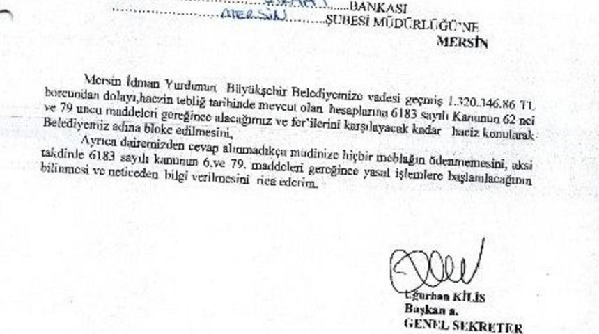 Mersin B&uuml;y&uuml;kşehir Belediyesi&rsquo;nden, Mersin İdmanyurdu A&ccedil;ıklaması