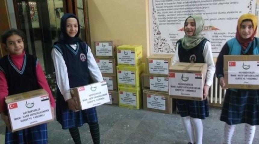 Hayırseverler İmam Hatip Ortaokulundan Suriye&rsquo;ye Yardım