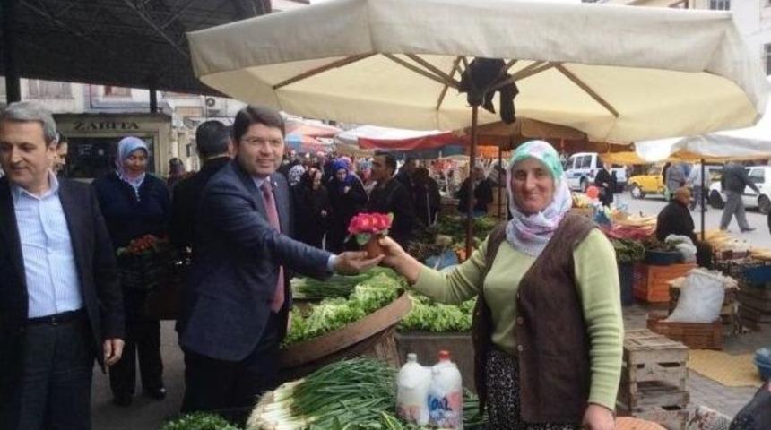 Milletvekili Tun&ccedil;, Kadınlar G&uuml;n&uuml; Etkinliğinde Menekşe Dağıttı