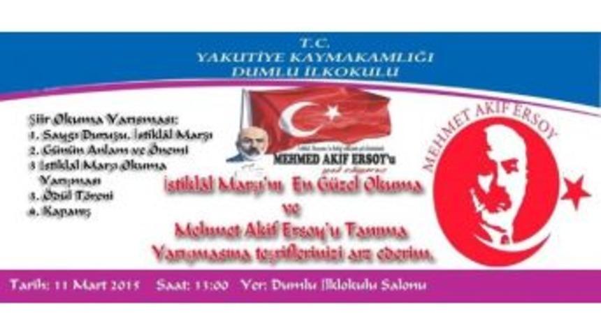 Dumlu&rsquo;da İstiklal Marşı&rsquo;nı En G&uuml;zel Okuma Yarışması Yapılacak