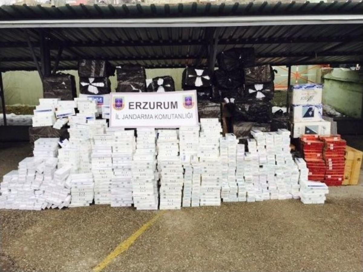 Erzurum&rsquo;da Bir Tır Dolusu Ka&ccedil;ak Sigaraya Ele Ge&ccedil;irildi