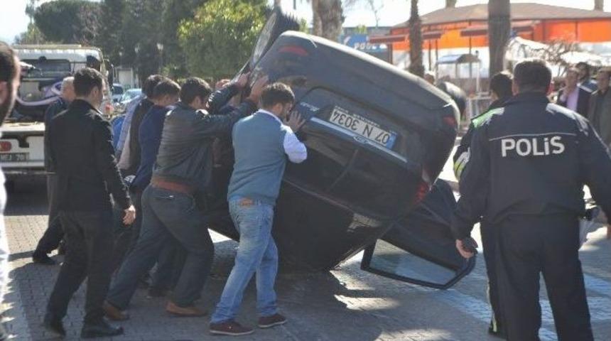 Direksiyon Başında Rahatsızlanınca Otomobil Takla Attı