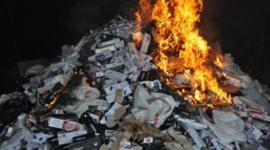 Kırıkkale&rsquo;de 50 Bin Paket Ka&ccedil;ak Sigara Yakıldı