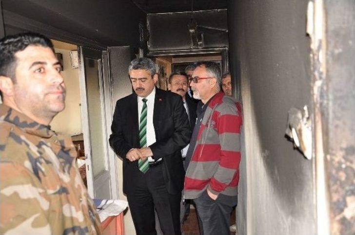 Yangından Zarar Gören Yaşlı Çifte Başkan Alıcık Sahip Çıktı G1