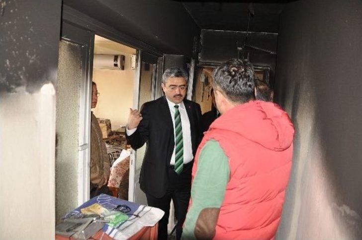 Yangından Zarar Gören Yaşlı Çifte Başkan Alıcık Sahip Çıktı G4