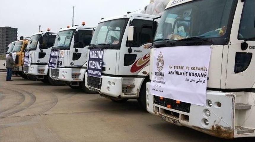 Mardin&rsquo;den Kobani&rsquo;ye Yardım Konvoyu Yola &Ccedil;ıktı