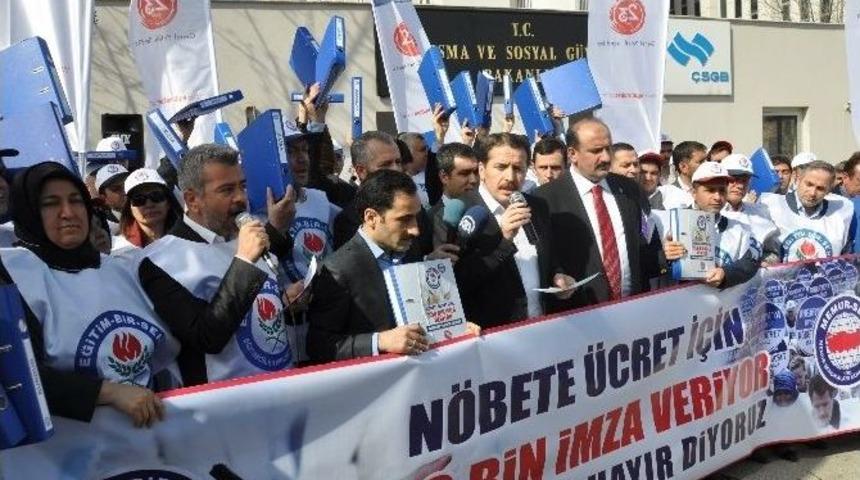 Eğitim-bir-sen&rsquo;den Bakanlık &Ouml;n&uuml;nde &rsquo;n&ouml;bet&rsquo; Eylemi