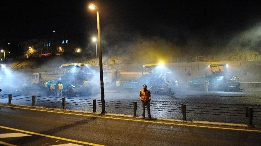 İstanbul B&uuml;y&uuml;kşehir Belediyesi&rsquo;nden Yollarda Gece Mesaisi