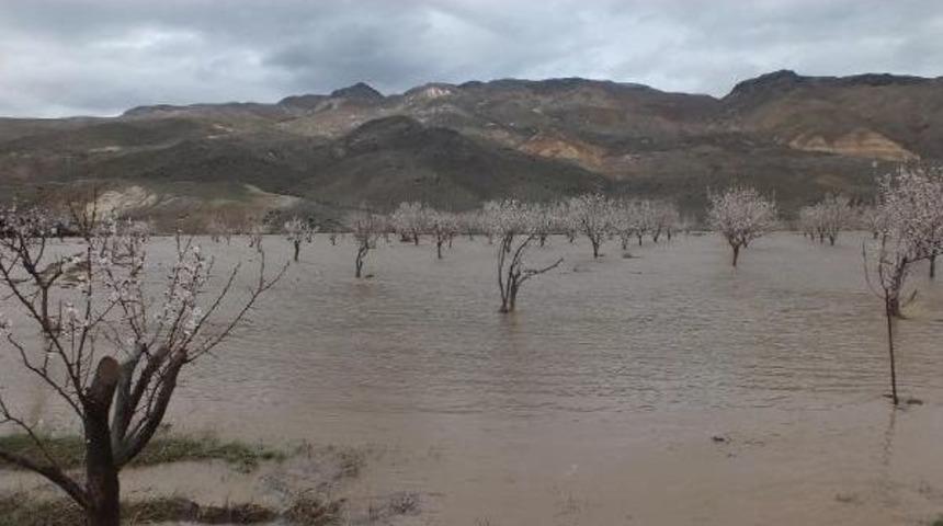 Hes'e Su Taşıyan Kanal Patladı, Kayısı Ağa&ccedil;ları Su Altında Kaldı