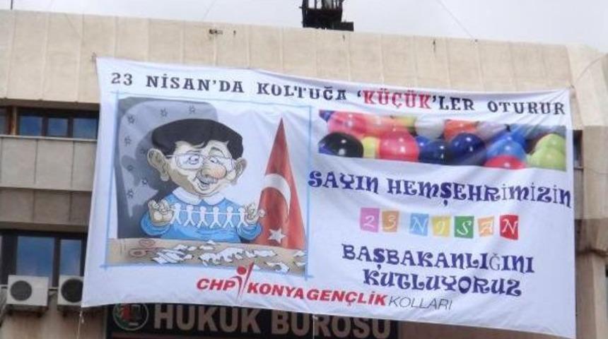 Konya'da Chp'den Başbakan Davutoğlu’Na Karikatürlü Eleştiri