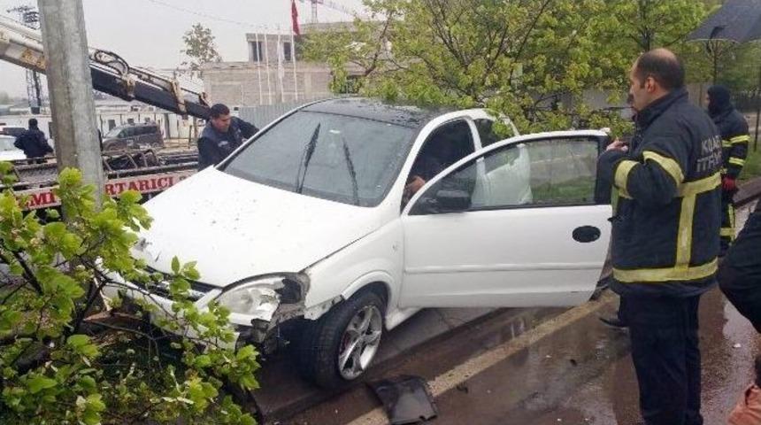 Otomobil Ağaca &Ccedil;arptı
