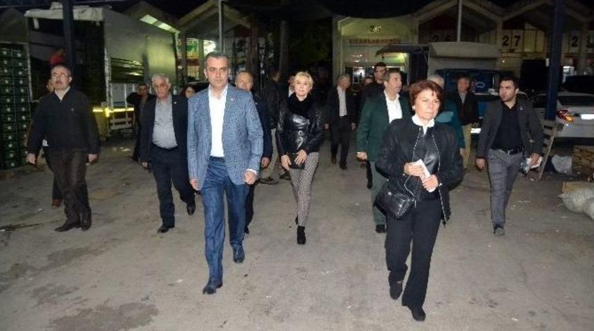 Chp Adayları, Toptancı Hal Esnafını Ziyaret Etti