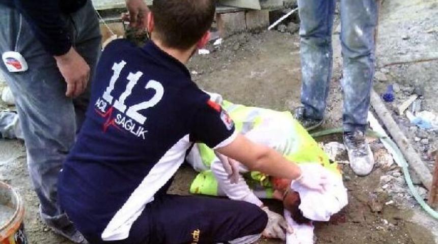 Başına Kalas D&uuml;şen Iş&ccedil;iyi Baret Kurtardı