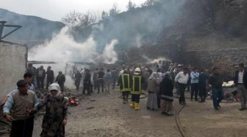 3 Ev, 1 Samanlık Yandı, 25 B&uuml;y&uuml;kbaş Hayvan Telef Oldu