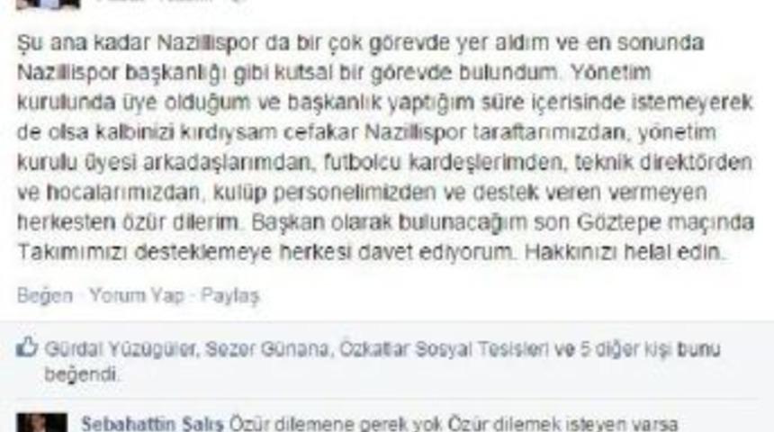 Nazilli Belediyespor Başkanı &Ouml;zkat G&ouml;revi Bırakıyor