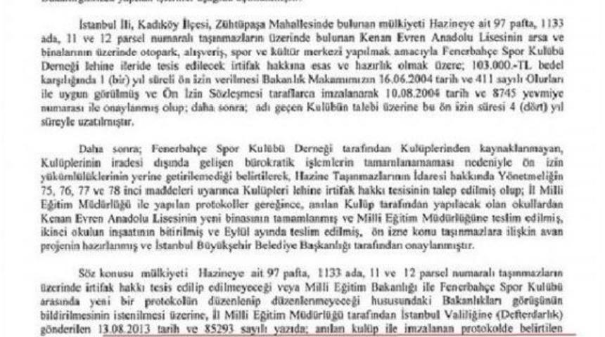 Fenerbah&ccedil;e Kul&uuml;b&uuml;'nden Bakanlığa Belgeli Yanıt