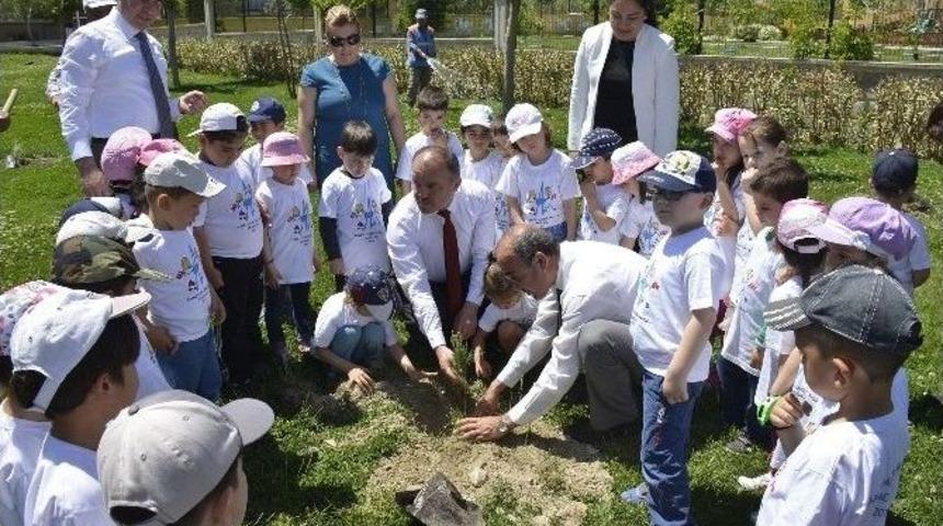 Başkan G&uuml;rlesin, Minik &Ouml;ğrencilerle Fidan Dikti