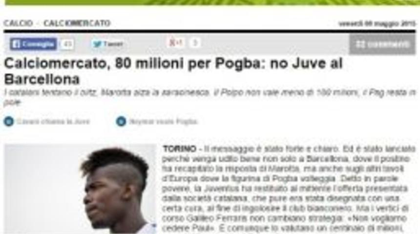 Juventus Pogba İ&ccedil;in 80 Milyon Euro&rsquo;yu Reddetti