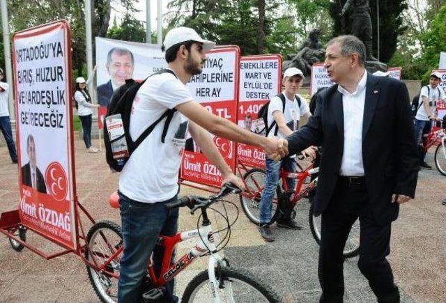 Mhp’Nin Seçim Vaatleri Bisikletlerle Anlatılıyor